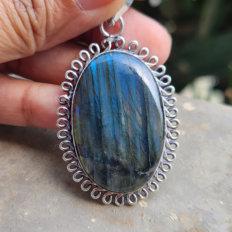 Certified Labradorite Pendant without Chain (Design 8)