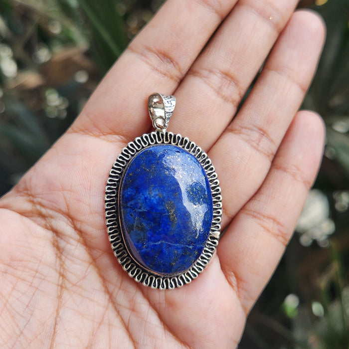 Certified Lapis Lazuli Pendant for Communication, Intuition, Throat Chakra without Chain (Design 6)