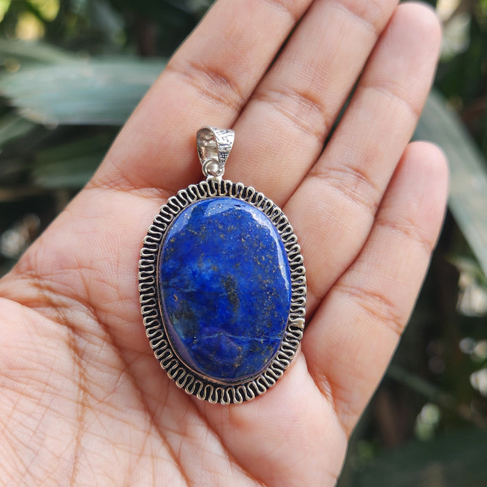 Certified Lapis Lazuli Pendant for Communication, Intuition, Throat Chakra without Chain (Design 6)