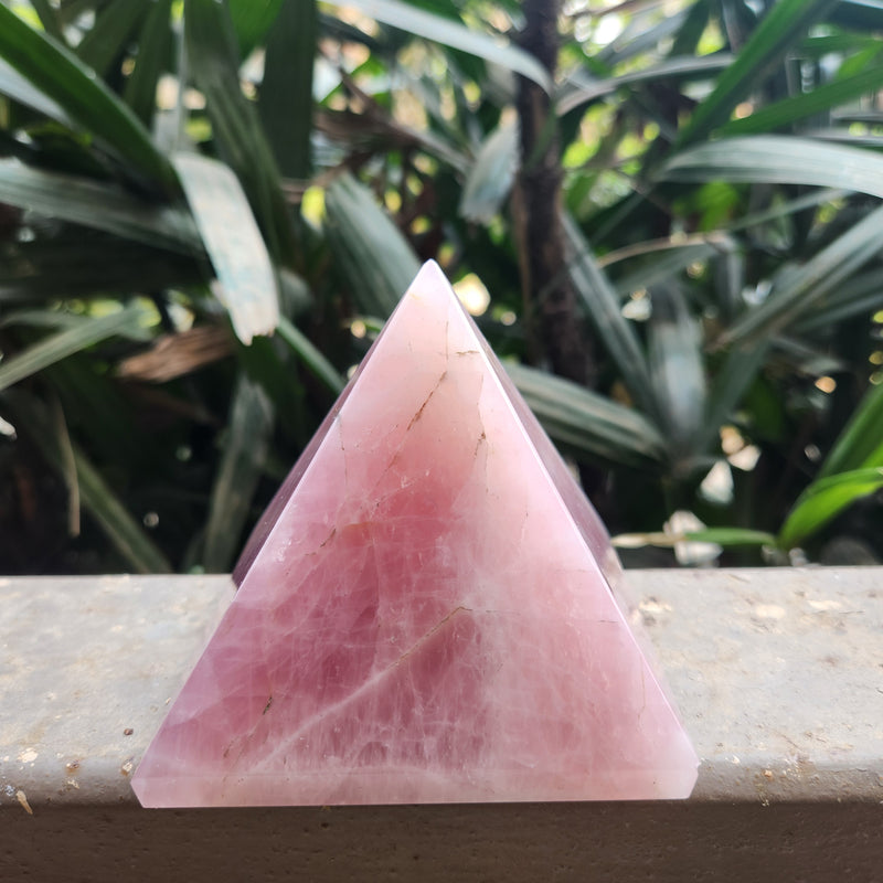 Natural Rose Quartz Crystal Pyramid for Love & Harmony