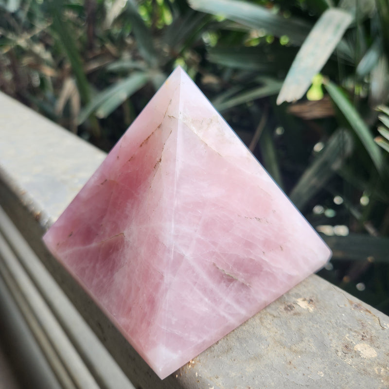 Natural Rose Quartz Crystal Pyramid for Love & Harmony