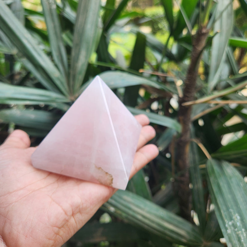 Natural Rose Quartz Crystal Pyramid for Love & Harmony