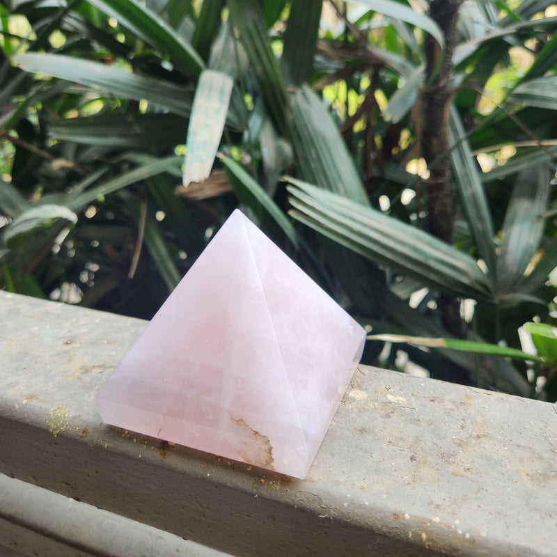 Natural Rose Quartz Crystal Pyramid for Love & Harmony