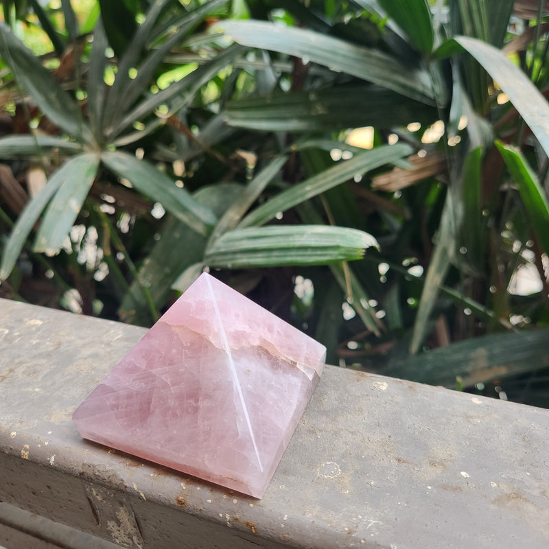 Natural Rose Quartz Crystal Pyramid for Love & Harmony