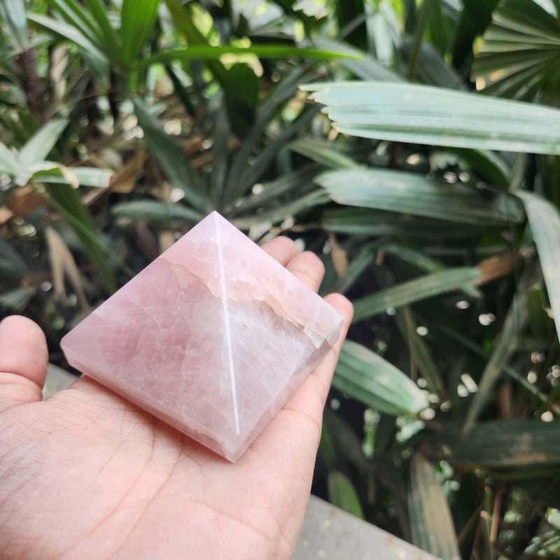 Natural Rose Quartz Crystal Pyramid for Love & Harmony