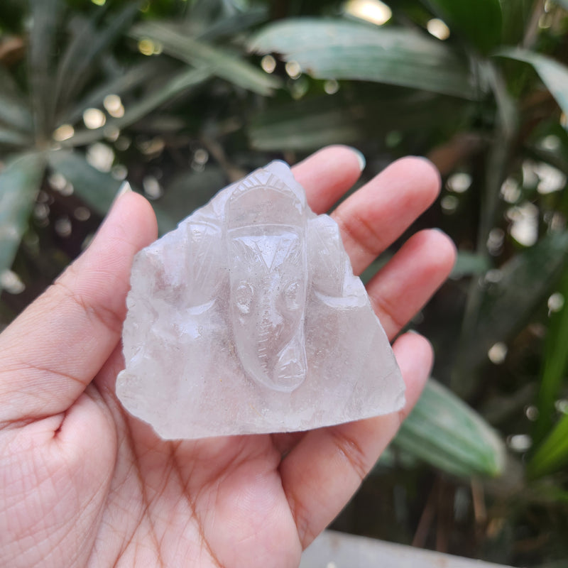 Raw Clear Quartz Crystal Ganesha