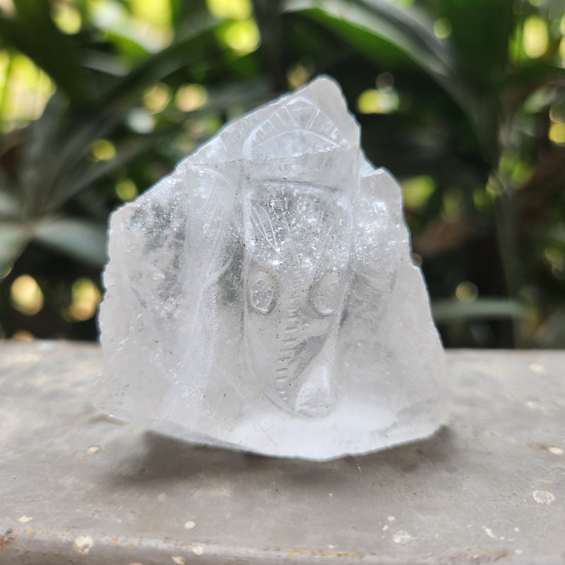 Raw Clear Quartz Crystal Ganesha