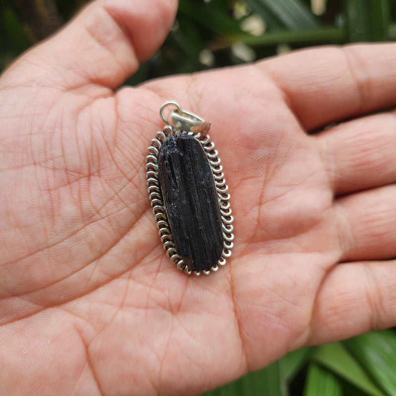 Certified Raw Black Tourmaline Pendant-25