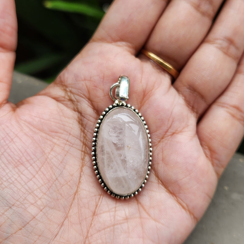 Certified Rose Quartz Pendant for Self Esteem, Compassion and Love without Chain -P30