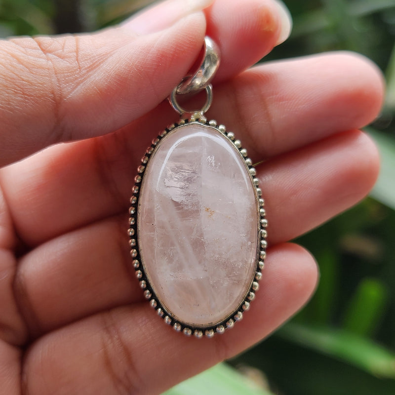 Certified Rose Quartz Pendant for Self Esteem, Compassion and Love without Chain -P30