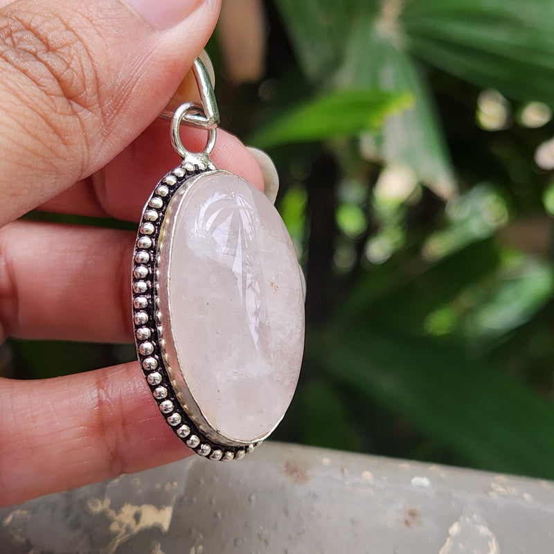 Certified Rose Quartz Pendant for Self Esteem, Compassion and Love without Chain -P30