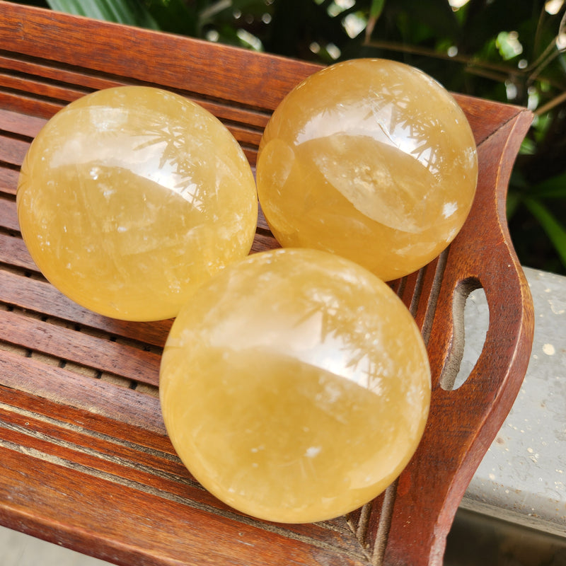 Yellow Calcite Crystal Ball Sphere