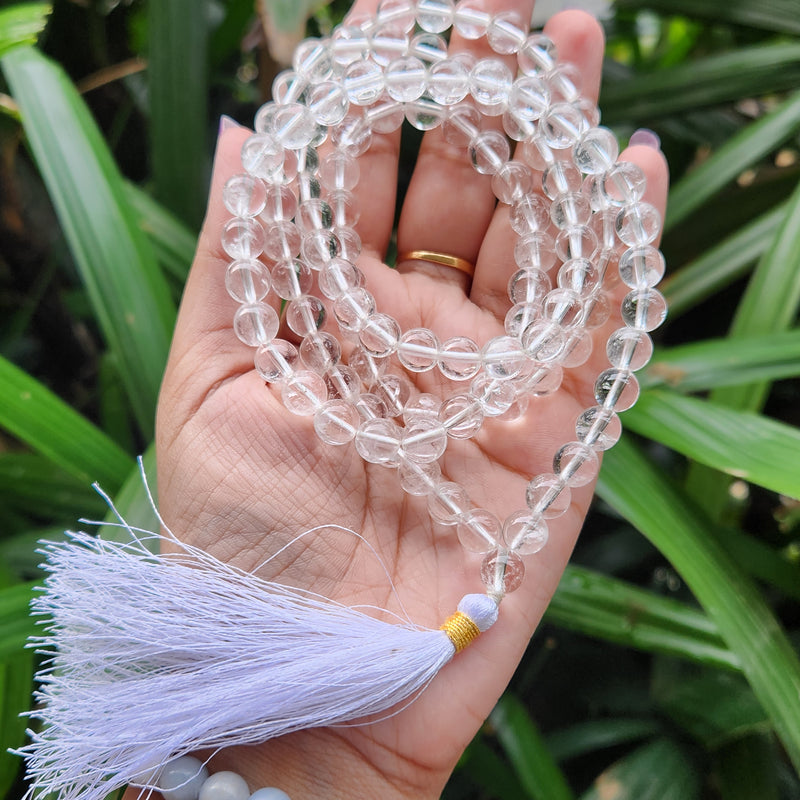 Clear Quartz Sphatik Crystal Stone Mala