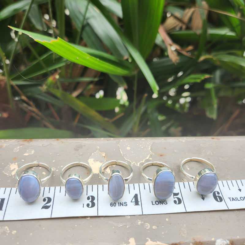 Certified Blue Lace Agate 925 Silver Adjustable Rings-1