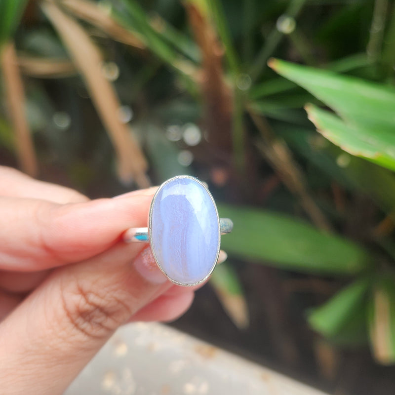 Certified Blue Lace Agate 925 Silver Adjustable Rings-2