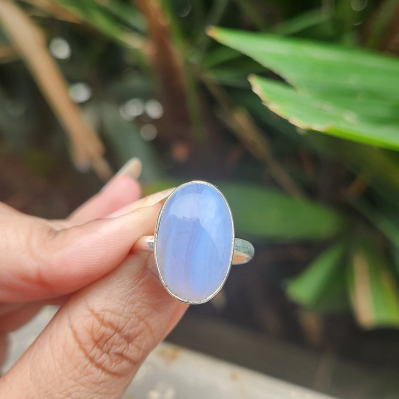 Certified Blue Lace Agate 925 Silver Adjustable Rings-2