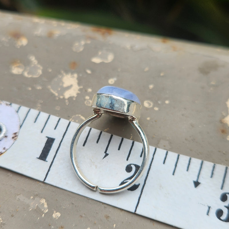 Certified Blue Lace Agate 925 Silver Adjustable Rings-2