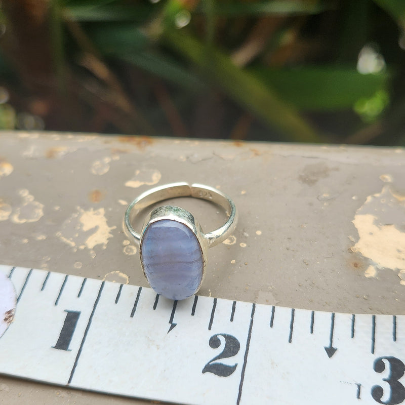 Certified Blue Lace Agate 925 Silver Adjustable Rings-3