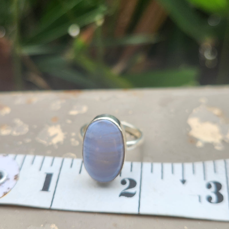 Certified Blue Lace Agate 925 Silver Adjustable Rings-4