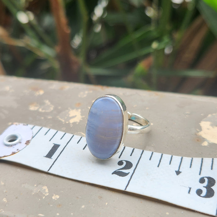 Certified Blue Lace Agate 925 Silver Adjustable Rings-4