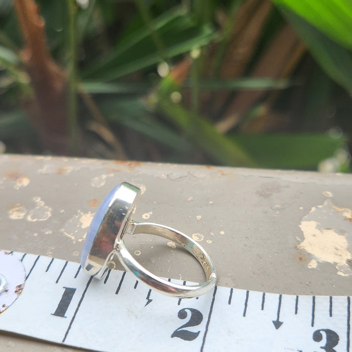 Certified Blue Lace Agate 925 Silver Adjustable Rings-4