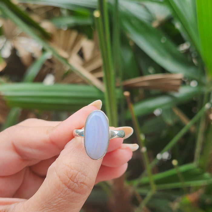 Certified Blue Lace Agate 925 Silver Adjustable Rings-5