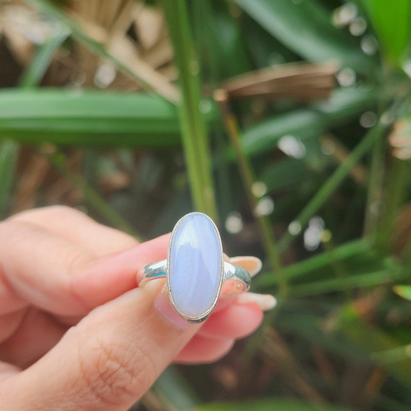 Certified Blue Lace Agate 925 Silver Adjustable Rings-5