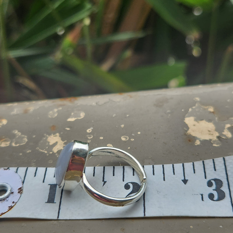 Certified Blue Lace Agate 925 Silver Adjustable Rings-5
