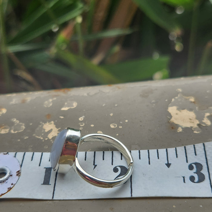 Certified Blue Lace Agate 925 Silver Adjustable Rings-5