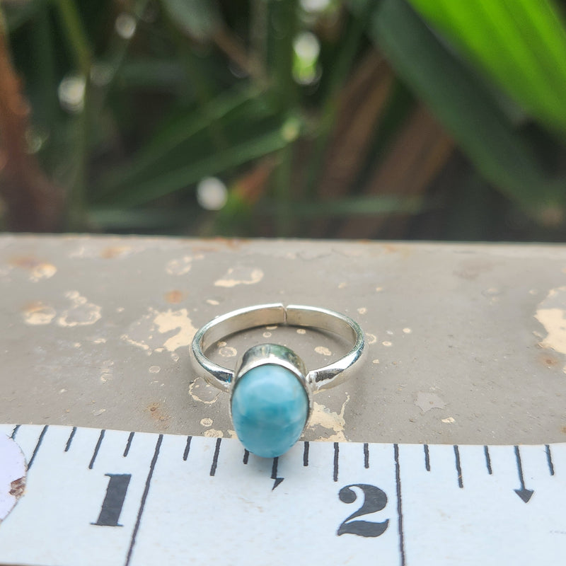 Certified Larimar Crystal 925 Silver Adjustable Rings-1