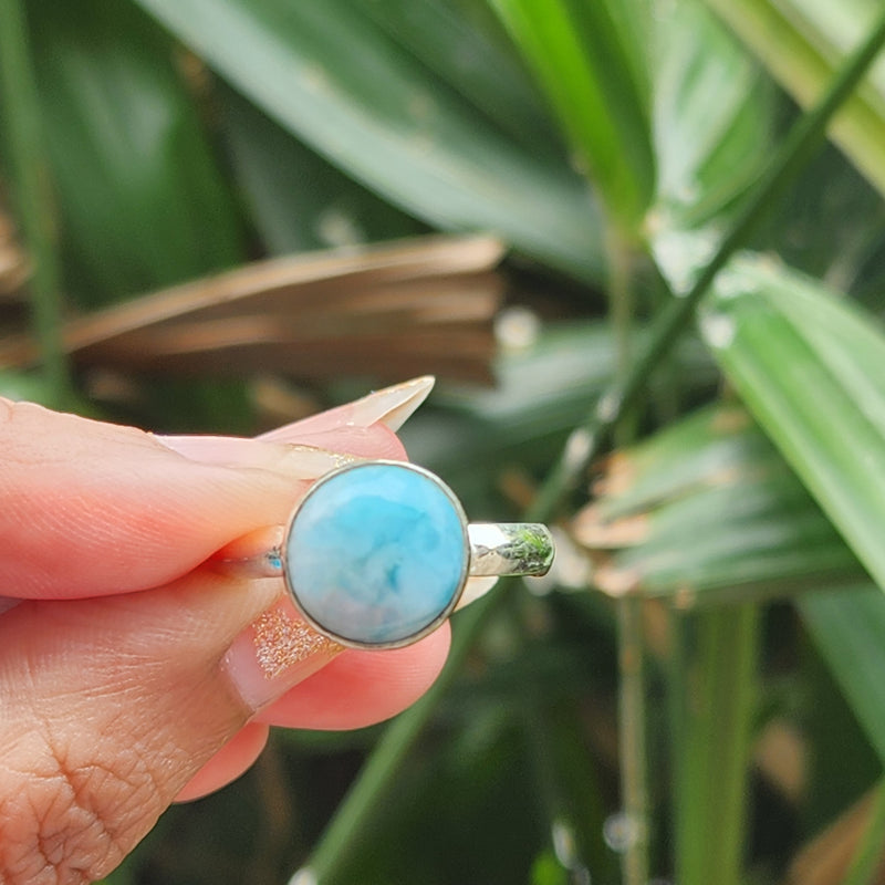 Certified Larimar Crystal 925 Silver Adjustable Rings-4