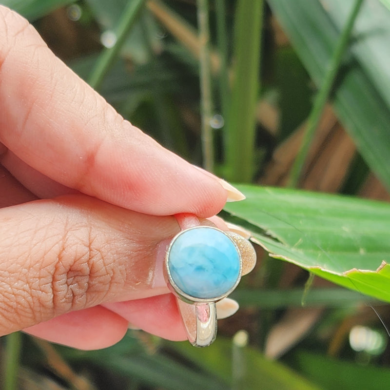 Certified Larimar Crystal 925 Silver Adjustable Rings-4