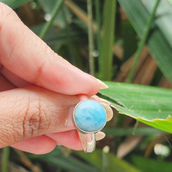 Certified Larimar Crystal 925 Silver Adjustable Rings-4
