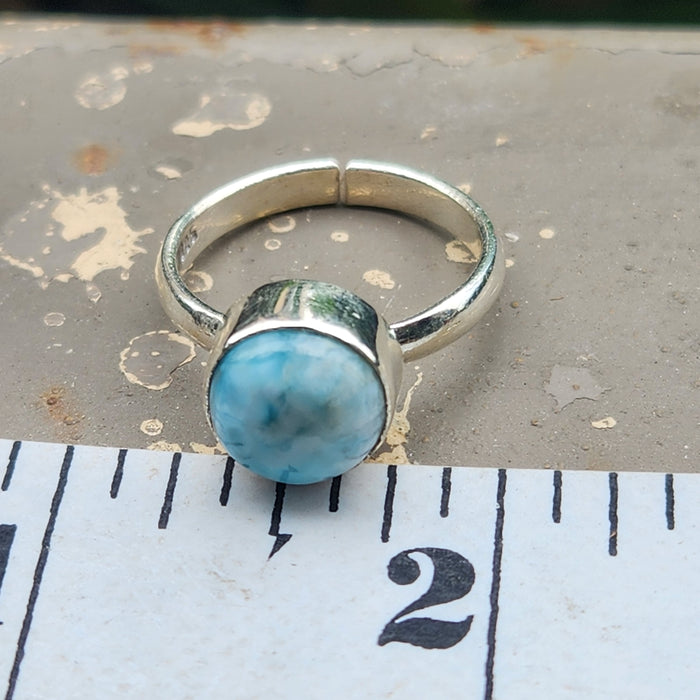 Certified Larimar Crystal 925 Silver Adjustable Rings-4
