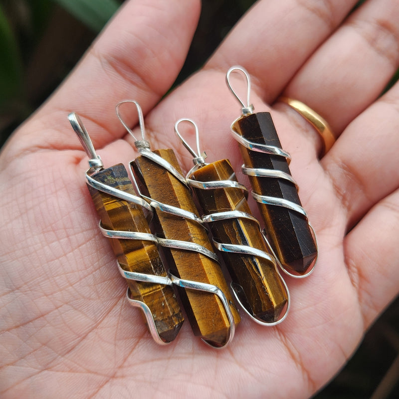 Tiger Eye Pencil Pendant for Protection, Creativity and Balance - Design 2