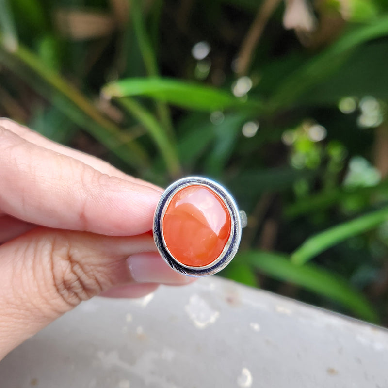 Certified Carnelian Adjustable Rings- R5