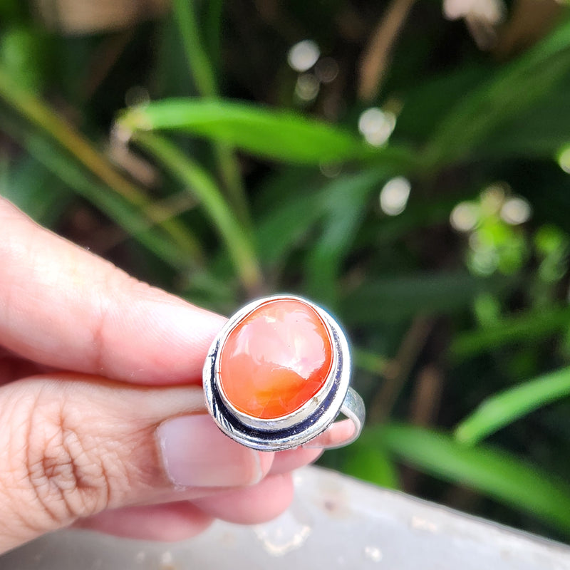 Certified Carnelian Adjustable Rings- R5