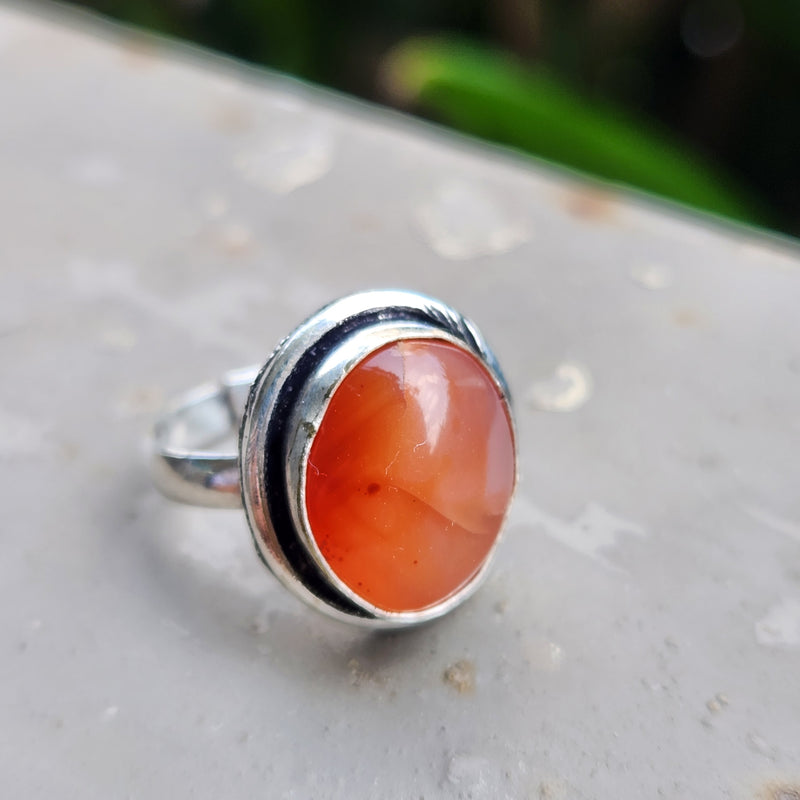 Certified Carnelian Adjustable Rings- R5