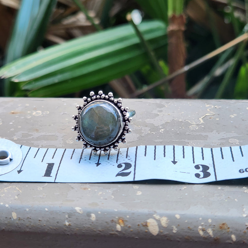 Certified Labradorite Adjustable Rings- Design 7