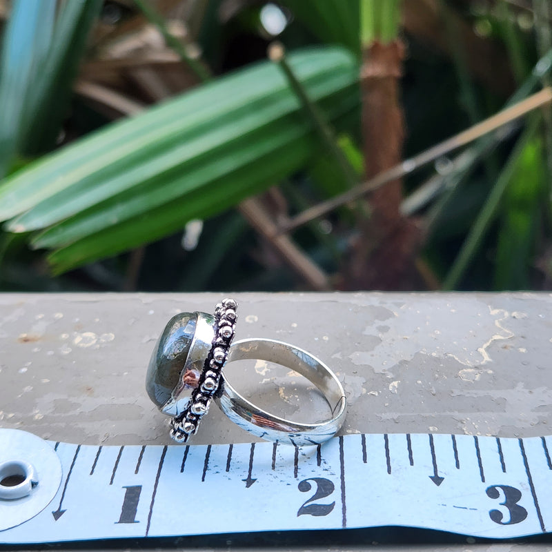 Certified Labradorite Adjustable Rings- Design 7