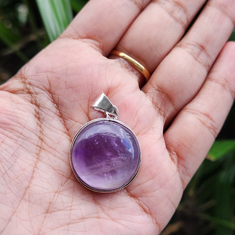 Certified Amethyst Round Pendant without Chain-4