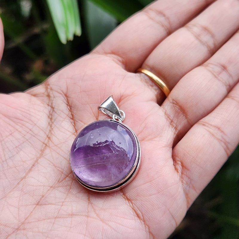 Certified Amethyst Round Pendant without Chain-4