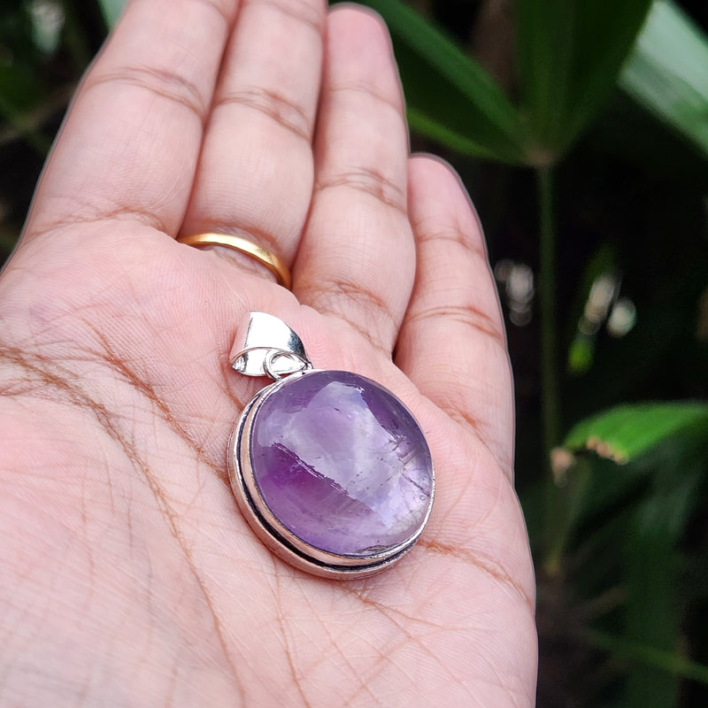 Certified Amethyst Round Pendant without Chain-4
