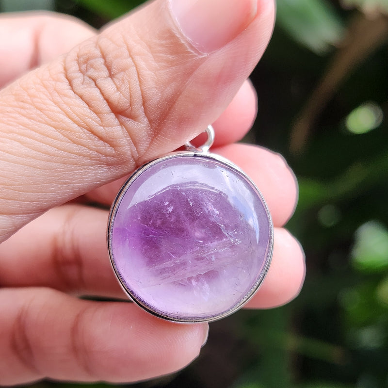 Certified Amethyst Round Pendant without Chain-4