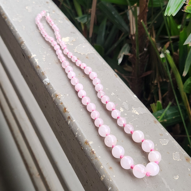 Certified Rose Quartz Beads Necklaces / Mala