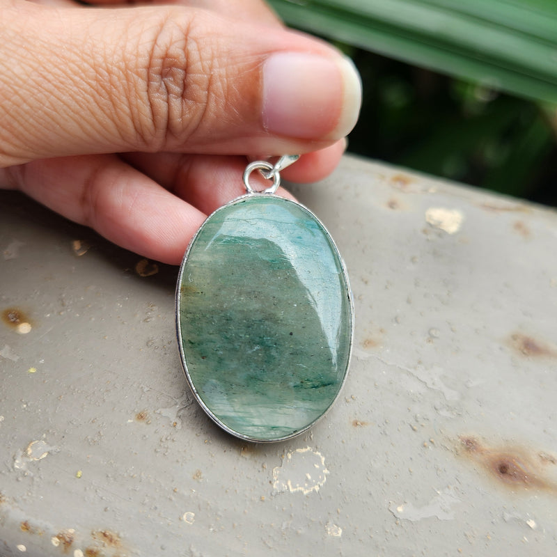 Certified Green Aventurine Pendant for Healing, Abundance and Growth without Chain-Pendant 15