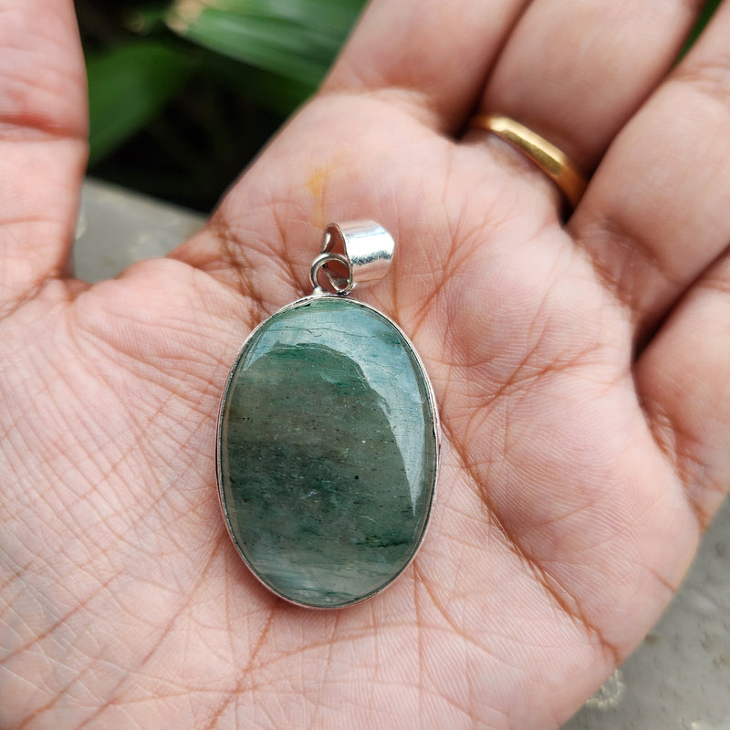 Certified Green Aventurine Pendant for Healing, Abundance and Growth without Chain-Pendant 15