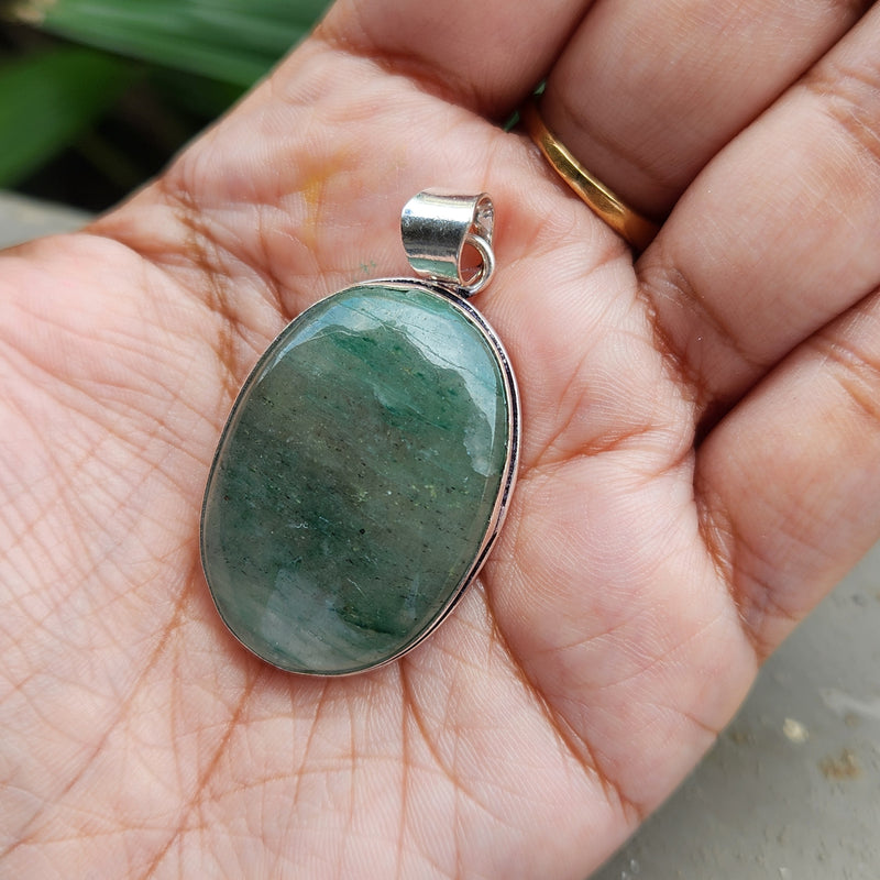 Certified Green Aventurine Pendant for Healing, Abundance and Growth without Chain-Pendant 15