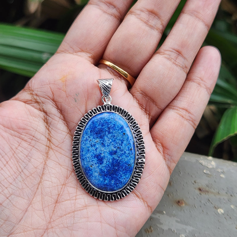 Certified Lapis Lazuli Pendant for Communication, Intuition, Throat Chakra without Chain (Design 17)