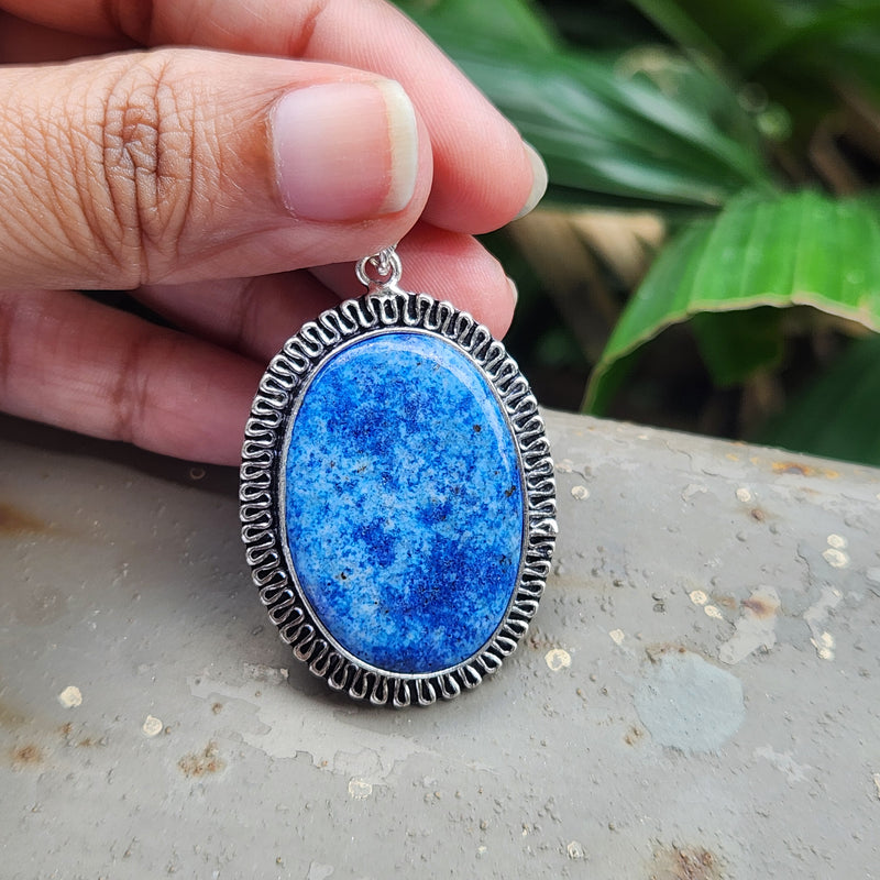 Certified Lapis Lazuli Pendant for Communication, Intuition, Throat Chakra without Chain (Design 17)